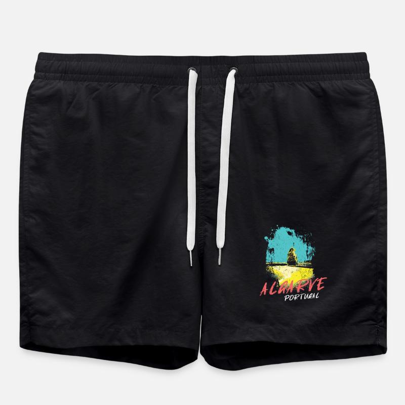 Plage rochers Algarve illustration Portugal - Short de bain - noir