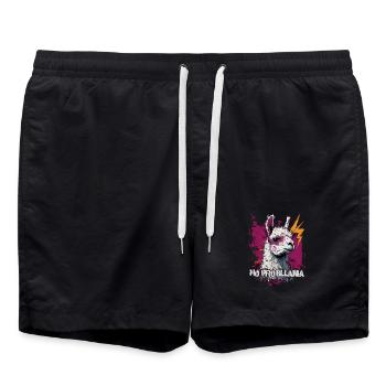 Cooles Lama Alpaka - Badeshorts - Schwarz - Vorne - AI Model Male 185 light (185cm)