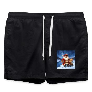 Vintage Weihnachtsmann auf Eis - Badeshorts - Schwarz - Vorne - AI Model Male 185 light (185cm)