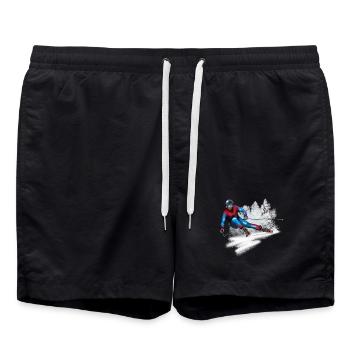 Rasender Skifahrer im Schnee - Badeshorts - Schwarz - Vorne - AI Model Male 185 light (185cm)