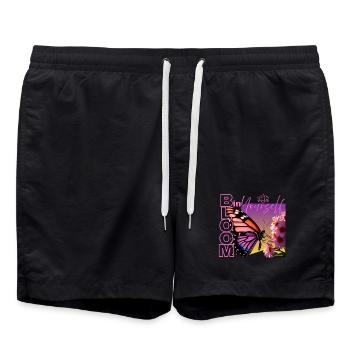 Papillon avec dicton - Épanouissez-vous en vous-même - Short de bain - noir - Devant - AI Model Male 185 light (185cm)