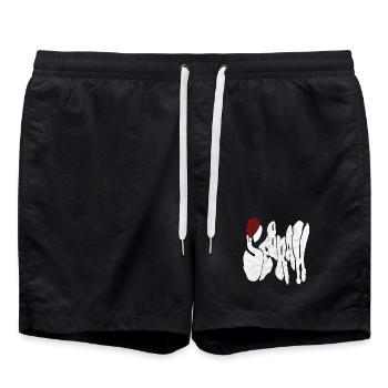 Savage "SEBRAH" Graffiti Font Marble - Swim Trunks - black - Front - AI Model Male 185 light (185cm)