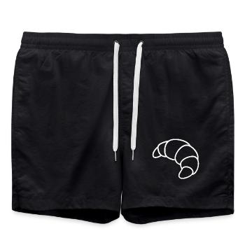 Croquis de croissant – Motif du petit-déjeuner français - Short de bain - noir - Devant - AI Model Male 185 light (185cm)