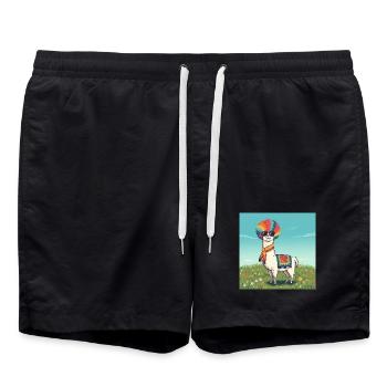 Funky Rainbow Llama - Swim Trunks - black - Front - AI Model Male 185 light (185cm)