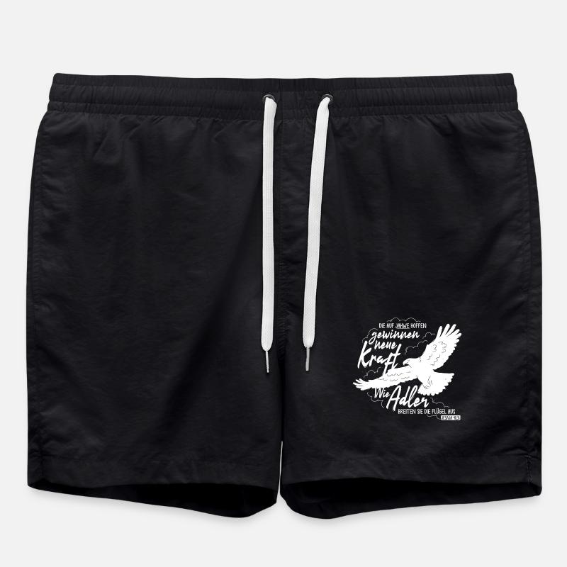 Isaiah 40:31 - Like Eagle Lettering - Swim Trunks - black