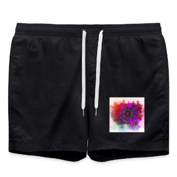 Abstract poppy - Swim Trunks - black - Front - AI Model Male 185 light (185cm)