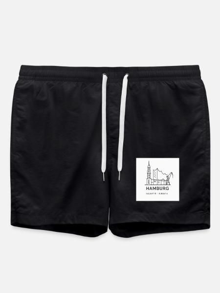 Hamburg Line Art Silhouette Landmark - Swim Trunks - black