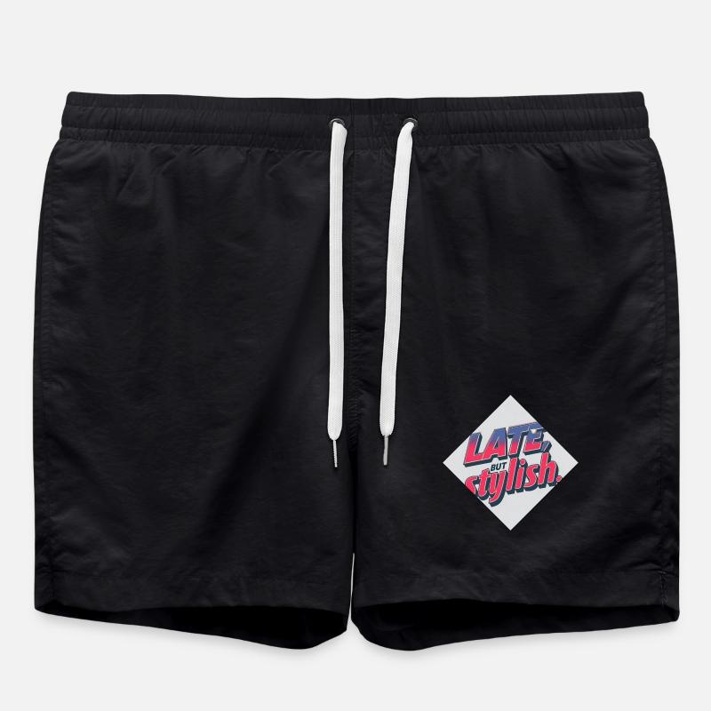 Spät, aber schick – Retro-Stil - Badeshorts - Schwarz