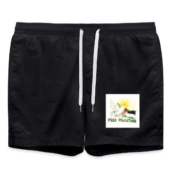 Dove with Palestine flag peace - Swim Trunks - black - Front - AI Model Male 185 light (185cm)