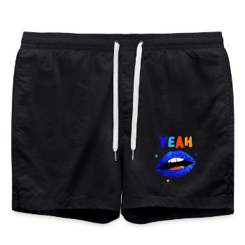 Lebendige Regenbogenlippen YEAH - Badeshorts - Schwarz - Vorne - AI Model Male 185 light (185cm)
