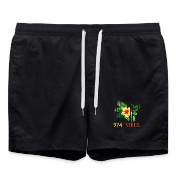 Tropischer Hibiskus 974 Vibes - Badeshorts - Schwarz - Vorne - AI Model Male 185 light (185cm)