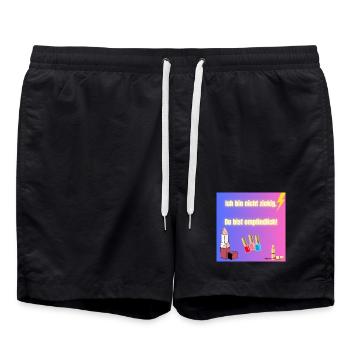 Lustiges Sprüche Shirt - Badeshorts - Schwarz - Vorne - AI Model Male 185 light (185cm)