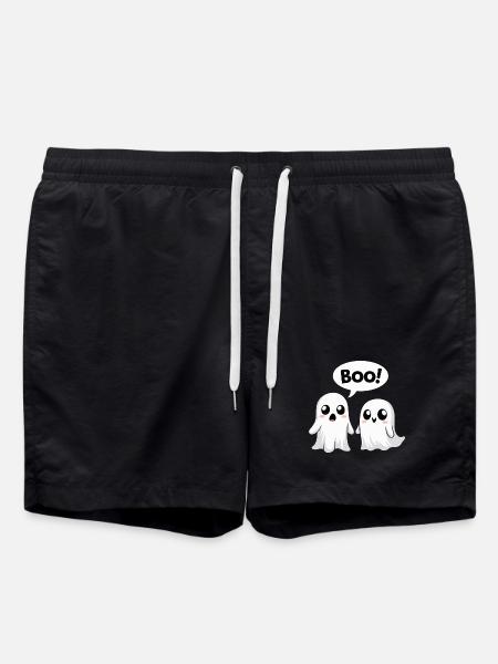 Halloween Cute Boo Ghosts - Swim Trunks - black
