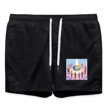 La Terre entourée de communauté - Short de bain - noir - Devant - AI Model Male 185 light (185cm)