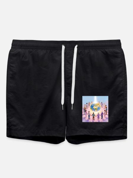 Earth surrounded by community - Swim Trunks - black