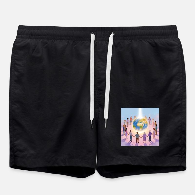 Erde umringt von Gemeinschaft - Badeshorts - Schwarz