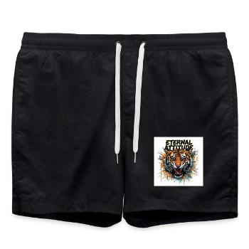 Ewige Tigerpose - Badeshorts - Schwarz - Vorne - AI Model Male 185 light (185cm)