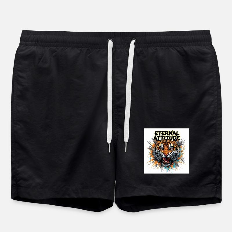 Eternal Tiger Pose - Swim Trunks - black