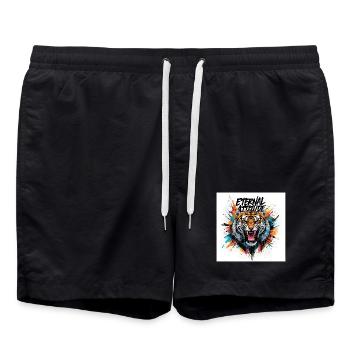 Tiger der ewigen Haltung - Badeshorts - Schwarz - Vorne - AI Model Male 185 light (185cm)