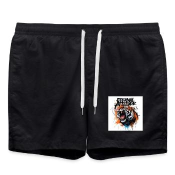 Ewige Tiger-Pose - Badeshorts - Schwarz - Vorne - AI Model Male 185 light (185cm)