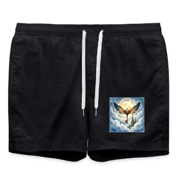 Winged Key in Night Sky - Swim Trunks - black - Front - AI Model Male 185 light (185cm)