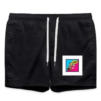 Ich werde zum klassischen Pop-Retro - Badeshorts - Schwarz - Vorne - AI Model Male 185 light (185cm)