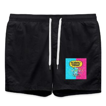 Digitale Therapie: Mein Handy laden - Badeshorts - Schwarz - Vorne - AI Model Male 185 light (185cm)
