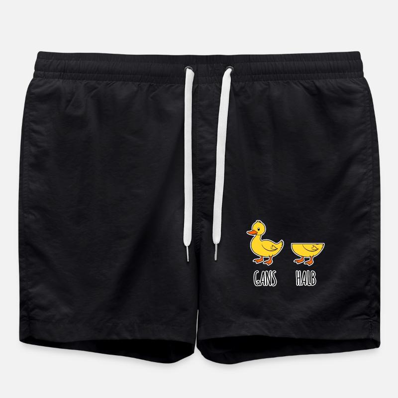 Goose - Half - Whole Goose Half Goose Flat Joke HAHA - Swim Trunks - black