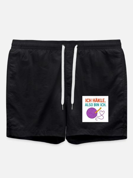 I crochet, therefore I am - Swim Trunks - black