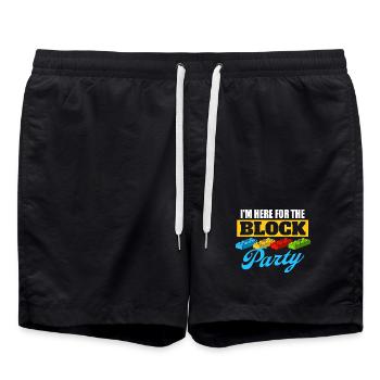 Ich bin hier für den Block Party Brick Builder Block  - Badeshorts - Schwarz - Vorne - AI Model Male 185 light (185cm)