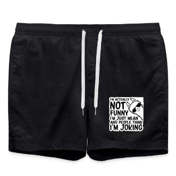 Lama Alpaka Not Funny Just Mean People Think Joke - Badeshorts - Schwarz - Vorne - AI Model Male 185 light (185cm)