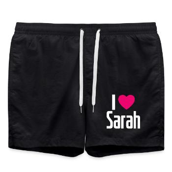 J’aime Sarah Pink Heart J’aime Sarah - Short de bain - noir - Devant - AI Model Male 185 light (185cm)