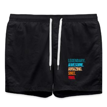 40th birthday 1986 - Swim Trunks - black - Front - AI Model Male 185 light (185cm)