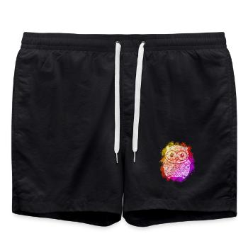 Zentangle Owl - Swim Trunks - black - Front - AI Model Male 185 light (185cm)