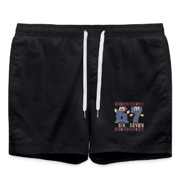 6 7 Sechs Sieben Meme – Weihnachten - Badeshorts - Schwarz - Vorne - AI Model Male 185 light (185cm)