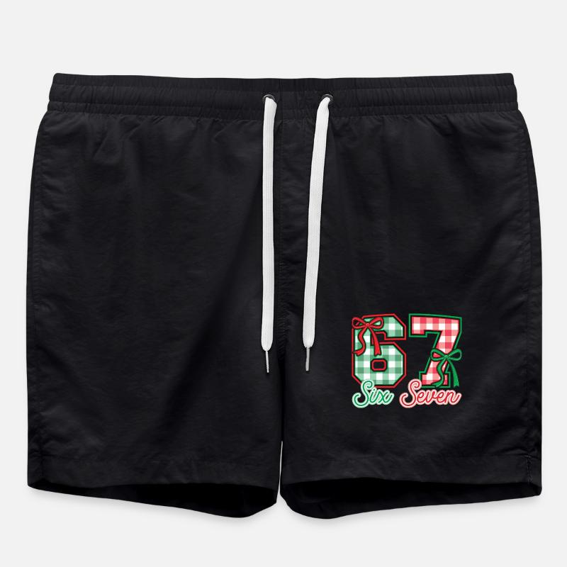 Festive 67 Gingham Bows - Swim Trunks - black