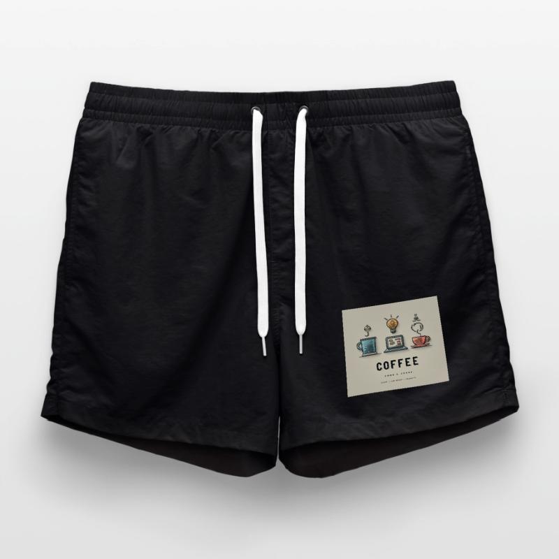 Coffee Code Design Swim Trunks