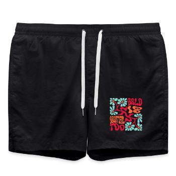 Bald is Beautiful  - Swim Trunks - black - Front - AI Model Male 185 light (185cm)