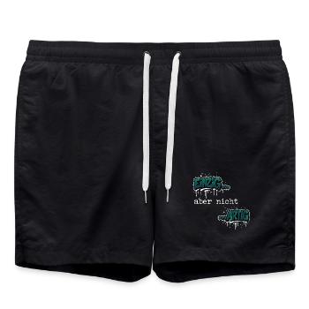 Einzig… aber nicht …artig Einzigartig Spruch - Badeshorts - Schwarz - Vorne - AI Model Male 185 light (185cm)