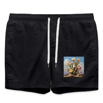 Kaktusblüten Farbtraum - Badeshorts - Schwarz - Vorne - AI Model Male 185 light (185cm)