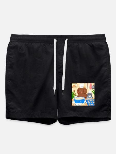 Cute Baker Illustration - Swim Trunks - black