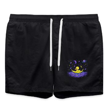 Canard cosmos sur la mer la nuit - Short de bain - noir - Devant - AI Model Male 185 light (185cm)