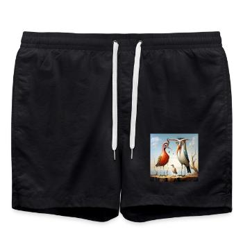 Desert birds in sunset - Swim Trunks - black - Front - AI Model Male 185 light (185cm)
