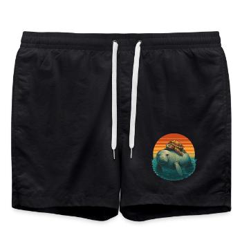 Amis de lamantin Tortue Océan - Short de bain - noir - Devant - AI Model Male 185 light (185cm)