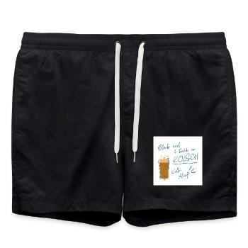 Bleib cool Kölsch Design, Karneval ein Leben lang  - Badeshorts - Schwarz - Vorne - AI Model Male 185 light (185cm)