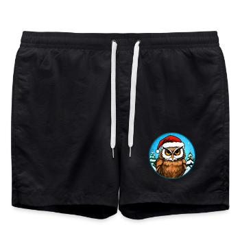 Hiboux Noël - Short de bain - noir - Devant - AI Model Male 185 light (185cm)