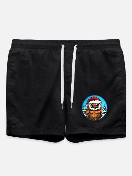 Eulen Weihnachten - Badeshorts - Schwarz