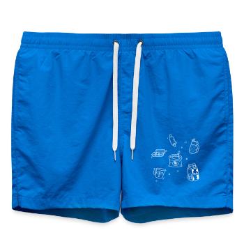 Kitchen Doodles White Lines - Swim Trunks - cobalt blue - Front