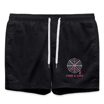 TISSE UND LIEBE! (Frieden, Spinne, Netz) - Badeshorts - Schwarz - Vorne - AI Model Male 185 light (185cm)