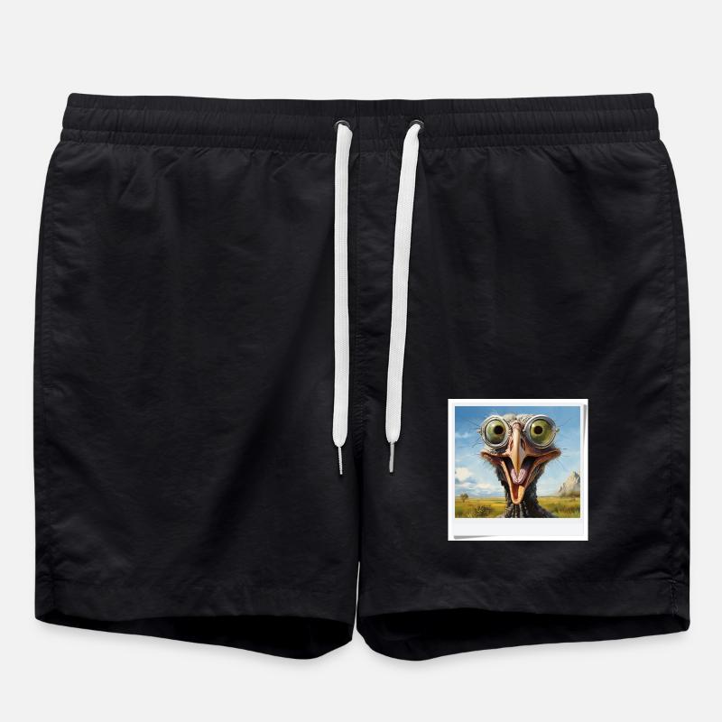 Eccentric Bird with Spectacle Lenses - Swim Trunks - black